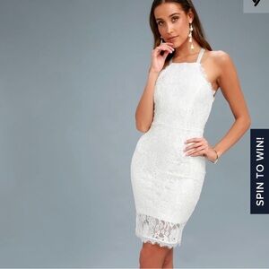 Elegant White Lace Halter Dress